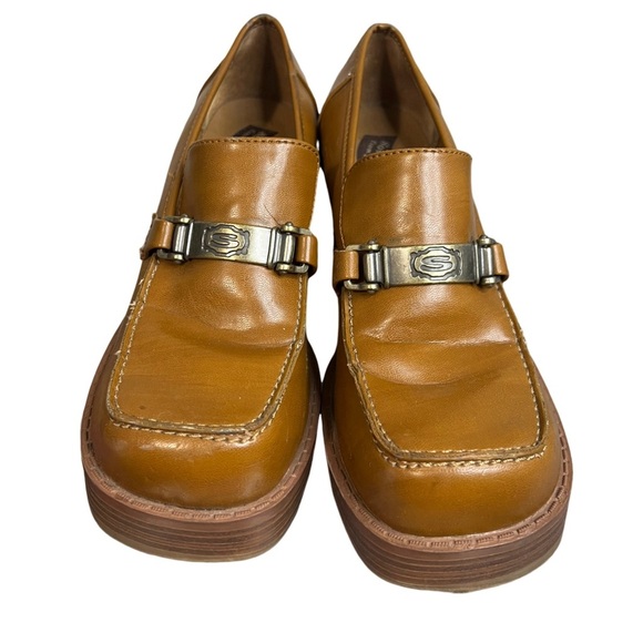 Skechers Womens size 8.5 heels Y2K chucky brown leather slip on shoes - Picture 2 of 7